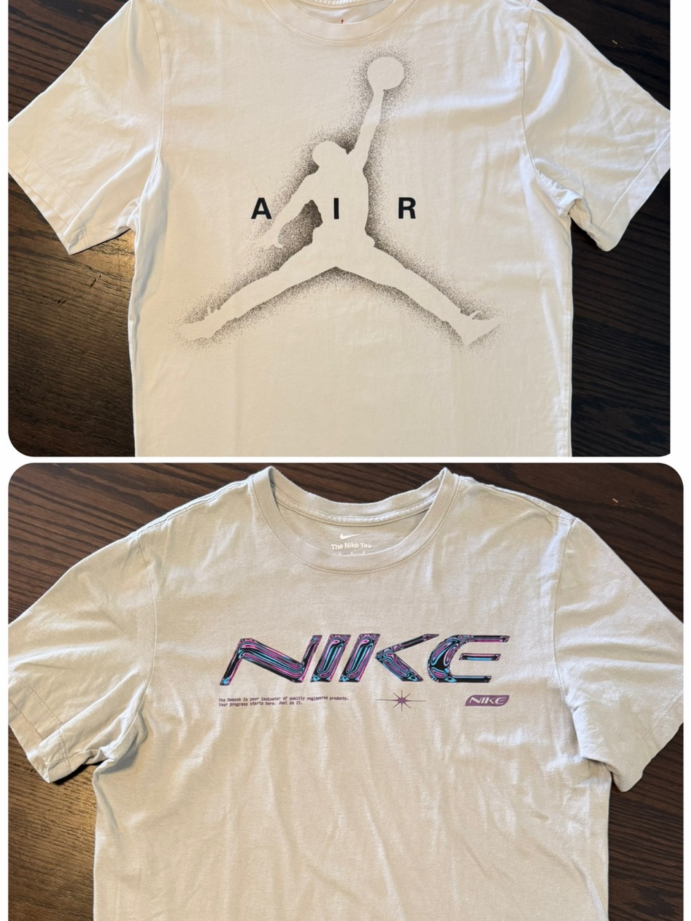 Jordan White Short Sleeve Tee with Black Jumpman & Multicolor Nike Logo (2 tees)